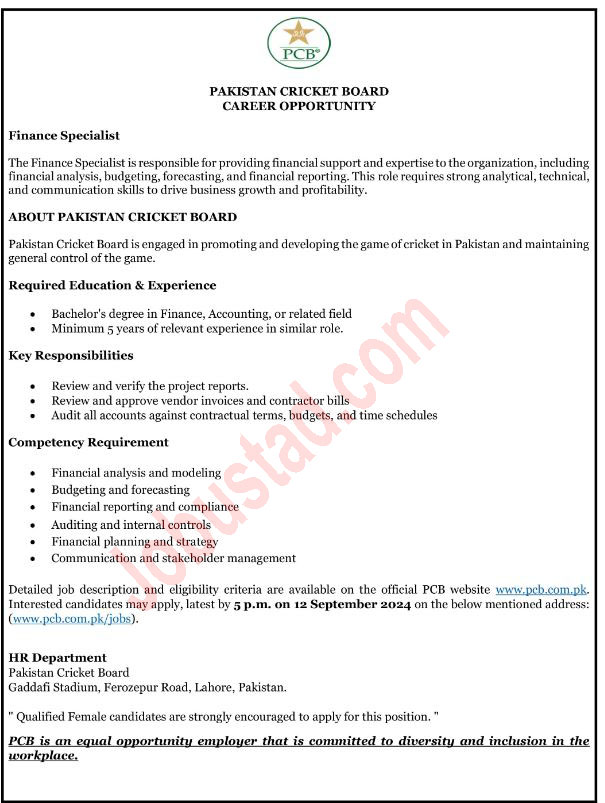 PCB Jobs 2024 – Pakistan Cricket Board Jobs 2024 | Apply Online